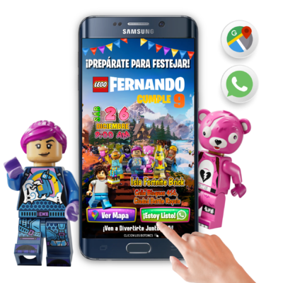 LEGO Fornite – Invitación Interactiva de Cumpleaños para WhatsApp