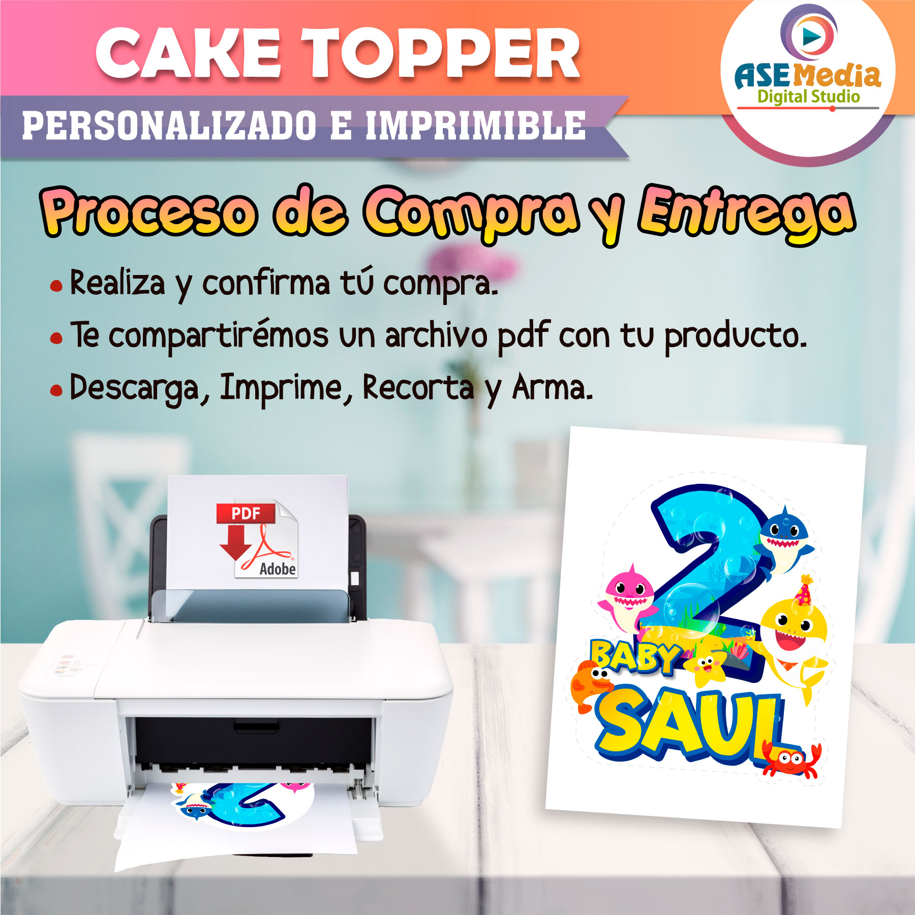 MineCraft Cake Topper Letrero Imprimible para Pastel
