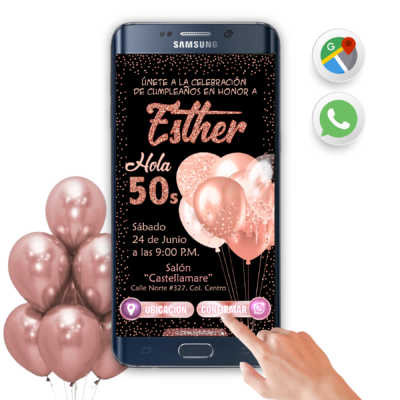 Mi Cumpleaños con Globos Rosas – Invitación Interactiva de Cumpleaños para WhatsApp