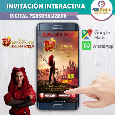 Descendientes, El Ascenso de Red – Invitación Interactiva de Cumpleaños para WhatsApp