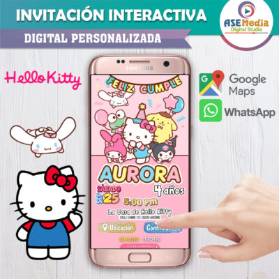 Sanrio, Amigos de Hello Kitty – Invitación Interactiva de Cumpleaños para WhatsApp