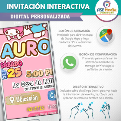 Sanrio, Amigos de Hello Kitty – Invitación Interactiva de Cumpleaños para WhatsApp
