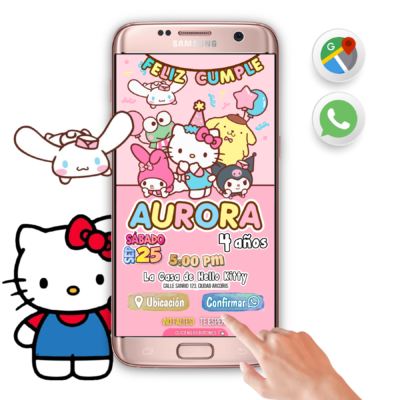 Sanrio, Amigos de Hello Kitty – Invitación Interactiva de Cumpleaños para WhatsApp