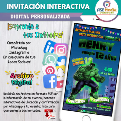 Hulk – Invitación Interactiva de Cumpleaños para WhatsApp