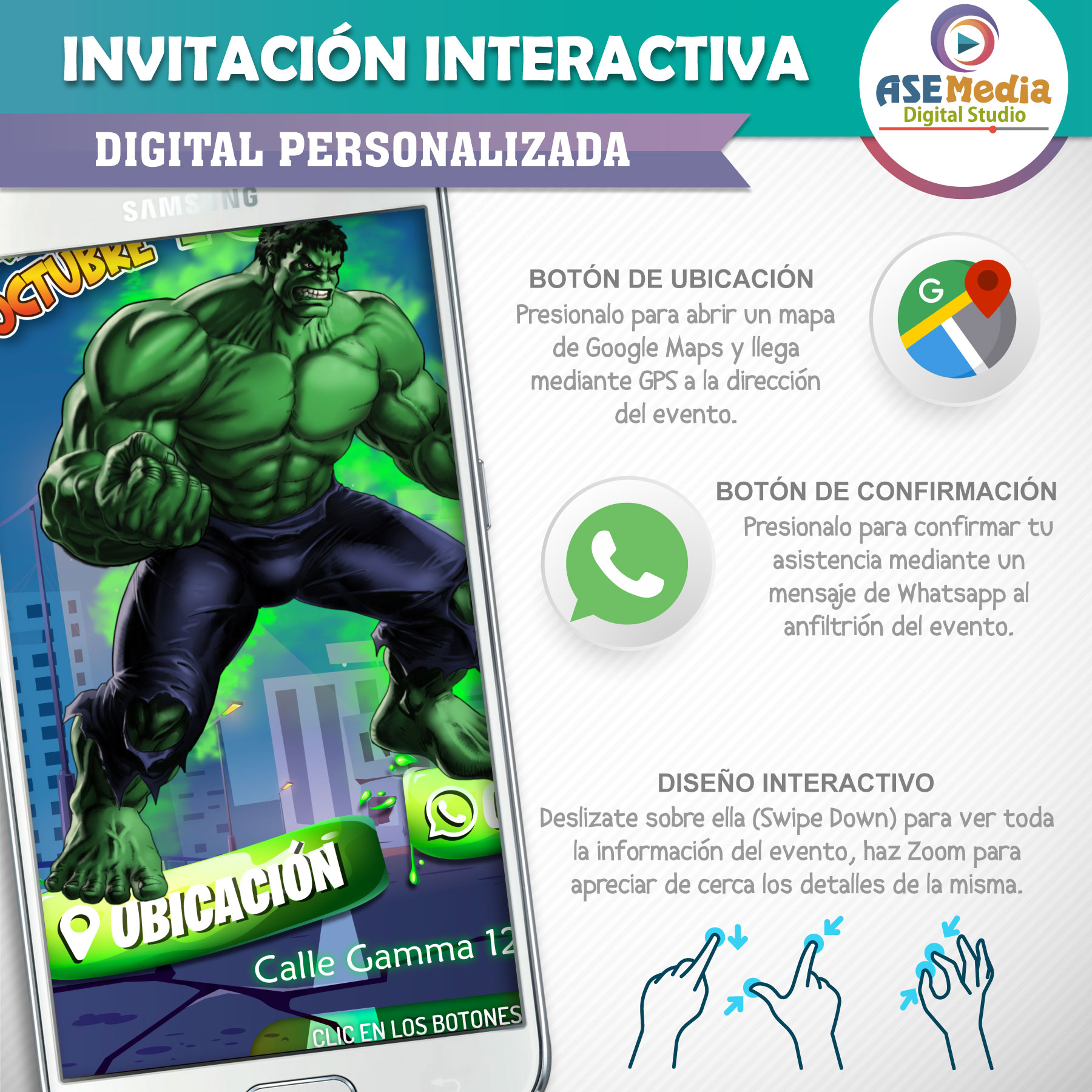 Hulk – Invitación Interactiva de Cumpleaños para WhatsApp