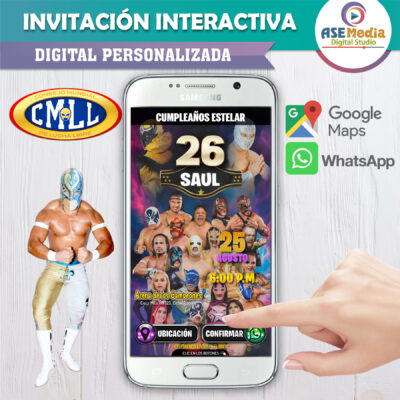 Lucha Libre CMLL – Invitación Interactiva de Cumpleaños para WhatsApp