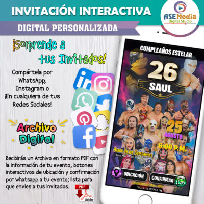 Lucha Libre CMLL – Invitación Interactiva de Cumpleaños para WhatsApp