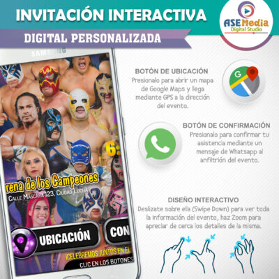 Lucha Libre CMLL – Invitación Interactiva de Cumpleaños para WhatsApp