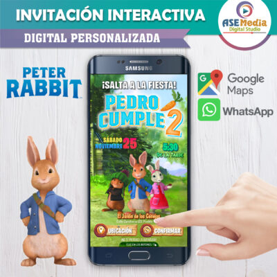 Peter Rabbit – Invitación Interactiva de Cumpleaños para WhatsApp
