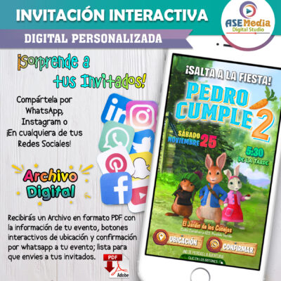 Peter Rabbit – Invitación Interactiva de Cumpleaños para WhatsApp