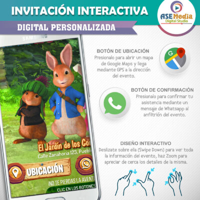 Peter Rabbit – Invitación Interactiva de Cumpleaños para WhatsApp