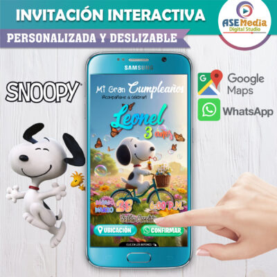 Cumpleaños Rosa con Snoopy – Invitación Interactiva de Cumpleaños para WhatsApp