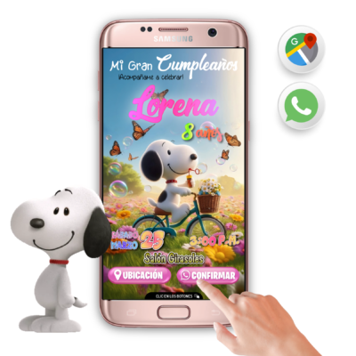 Cumpleaños Rosa con Snoopy – Invitación Interactiva de Cumpleaños para WhatsApp