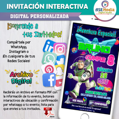 Toy Story, Buzz Lightyear – Invitación Interactiva de Cumpleaños para WhatsApp