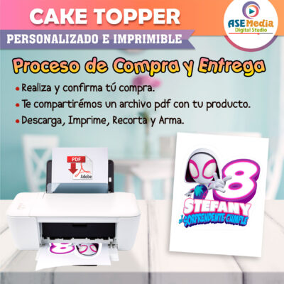 Spidey Spiderman Cake Topper Letrero Imprimible para Pastel