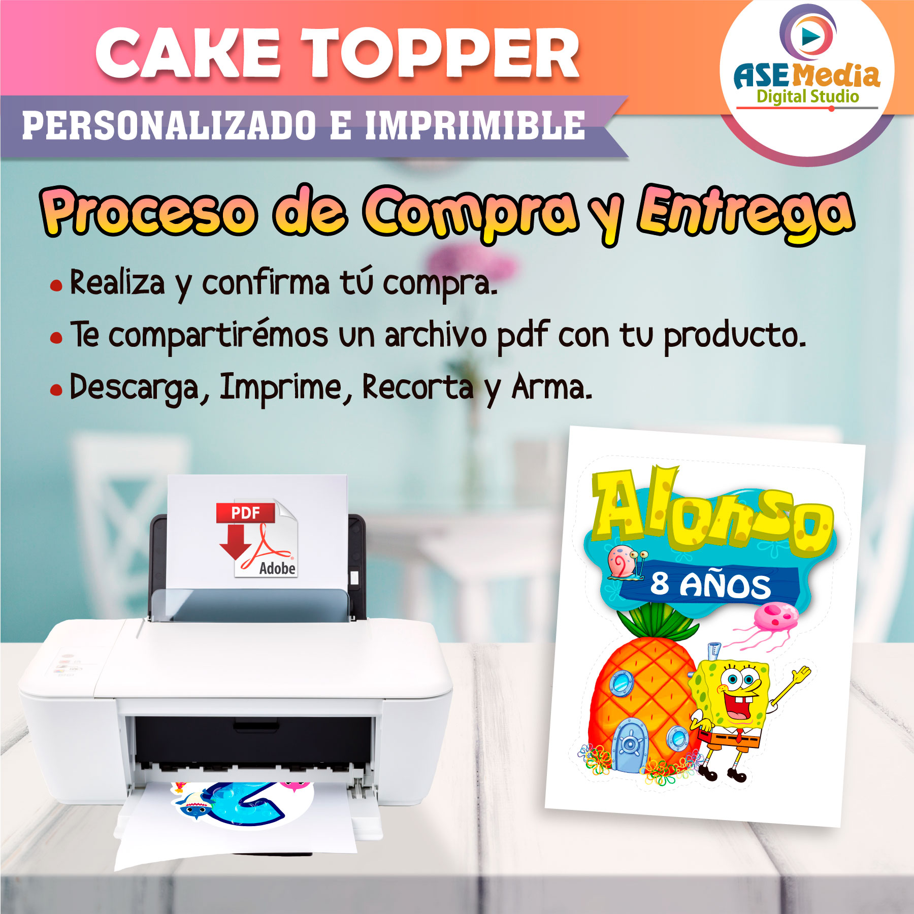 Camuflaje Soldados Militar Cake Topper Letrero Imprimible para Pastel