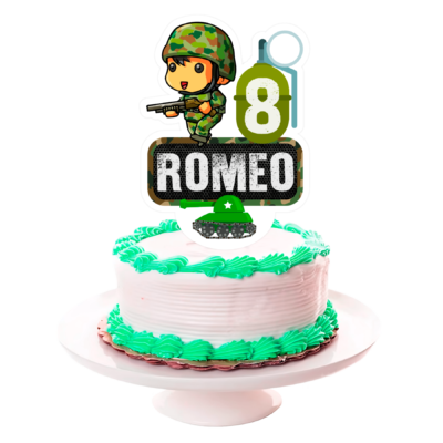 Camuflaje Soldados Militar Cake Topper Letrero Imprimible para Pastel (copia)