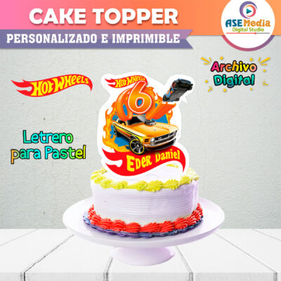 Hotwheels Automovil Cake Topper Letrero Imprimible para Pastel