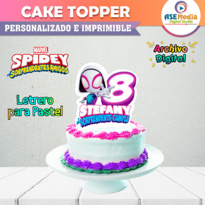 Spidey Spiderman Cake Topper Letrero Imprimible para Pastel