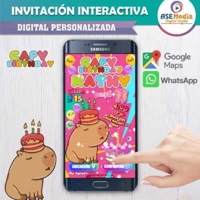 Capybirthday Capybara – Invitación Interactiva de Cumpleaños para WhatsApp