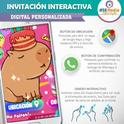 Capybirthday Capybara – Invitación Interactiva de Cumpleaños para WhatsApp