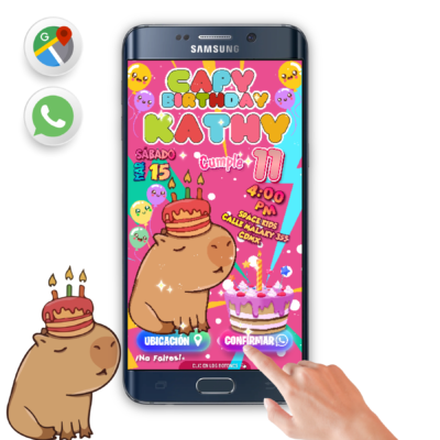 Capybirthday Capybara – Invitación Interactiva de Cumpleaños para WhatsApp