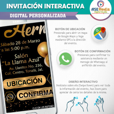 Mi Cumpleaños Dorado – Invitación Interactiva de Cumpleaños para WhatsApp