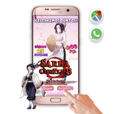 Demon Slayer, Shinobu – Invitación Interactiva de Cumpleaños para WhatsApp