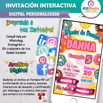 Flores Abstractas – Invitación Interactiva de Cumpleaños para WhatsApp