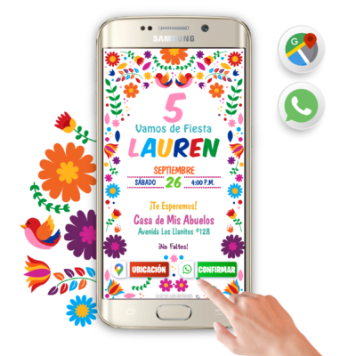 Flores Abstractas – Invitación Interactiva de Cumpleaños para WhatsApp