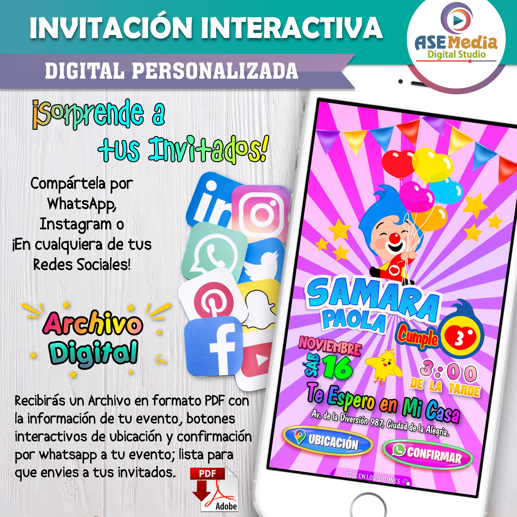 Capybara para Niño – Invitación Interactiva de Cumpleaños para WhatsApp