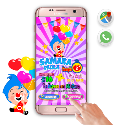 El Payaso Plim Plim para Niña – Invitación Interactiva de Cumpleaños para WhatsApp