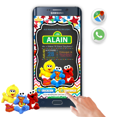 Plaza Sésamo, Mi Primer Cumpleaños – Invitación Interactiva de Cumpleaños para WhatsApp