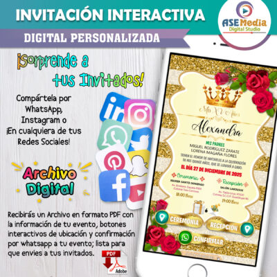 Mis Quince Años – Invitación Interactiva de Cumpleaños para WhatsApp