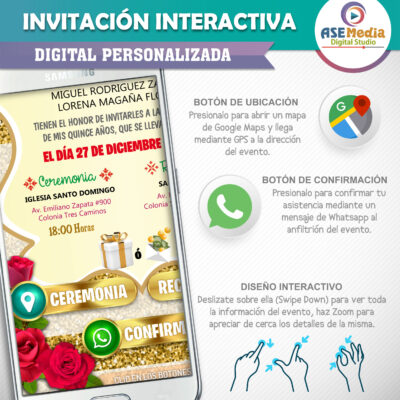 Mis Quince Años – Invitación Interactiva de Cumpleaños para WhatsApp