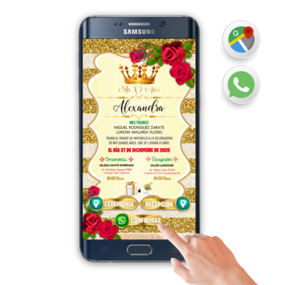 Mis Quince Años – Invitación Interactiva de Cumpleaños para WhatsApp