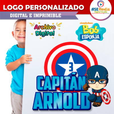 Capitán América Logo Personalizado con Nombre