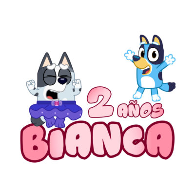 Bluey y Muffin Logo Personalizado con Nombre