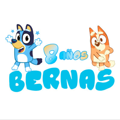 Bluey y Bingo Logo Personalizado con Nombre