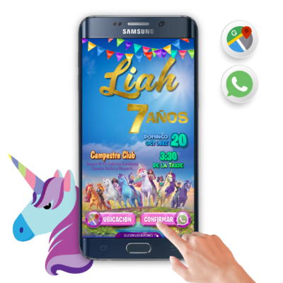 Academia Unicornio – Invitación Interactiva de Cumpleaños para WhatsApp