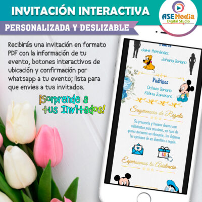 Bautizo Baby Mickey Mouse – Invitación Interactiva para WhatsApp