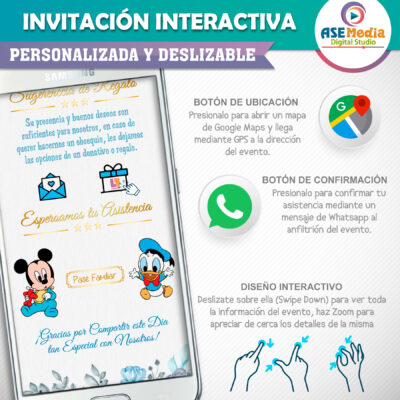 Bautizo Baby Mickey Mouse – Invitación Interactiva para WhatsApp