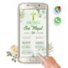 Mi Bautizo Verde con Blanco Floral – Invitación Interactiva para WhatsApp