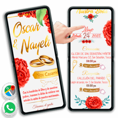 Mi Boda Dorada Rosas Rojas Invitación Interactiva para Boda