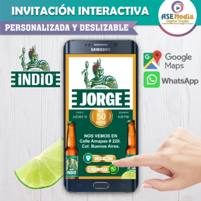 Cerveza Indio – Invitación Interactiva de Cumpleaños para WhatsApp