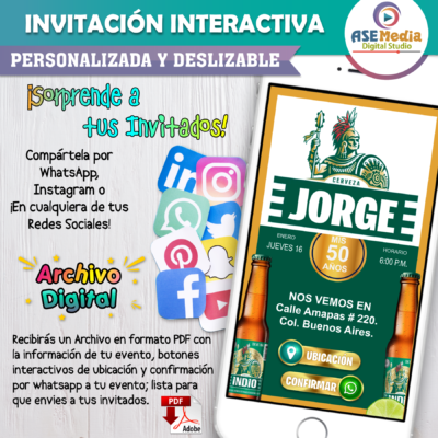Cerveza Indio – Invitación Interactiva de Cumpleaños para WhatsApp