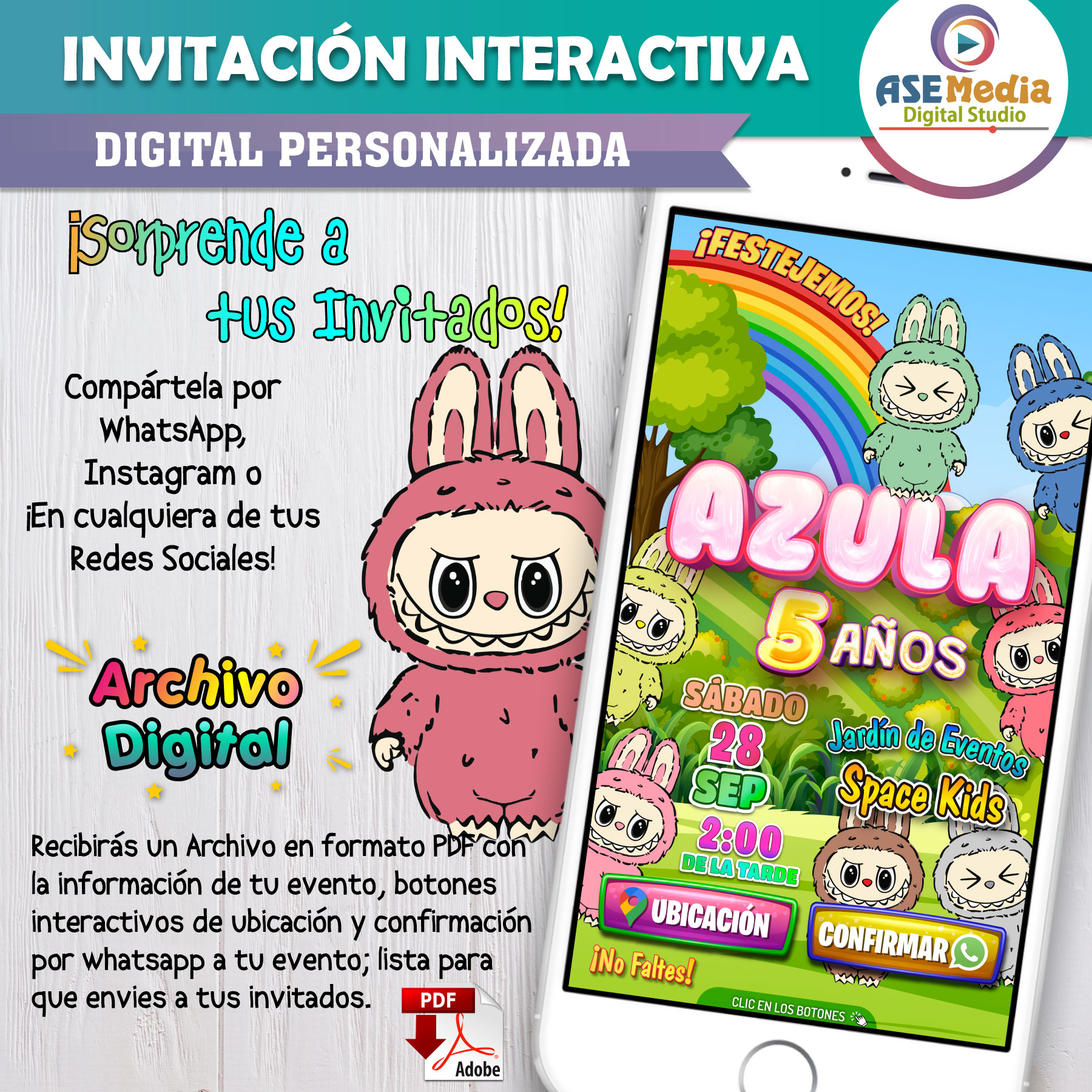 Abejitas- Invitación Interactiva de Cumpleaños para WhatsApp
