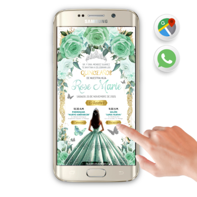 Mis XV Años en Menta – Invitación Interactiva de Cumpleaños para WhatsApp