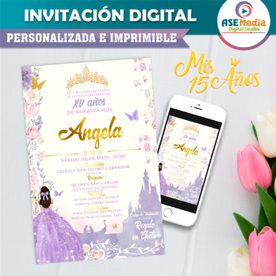 Mis XV Años Rapunzel Invitación Digital