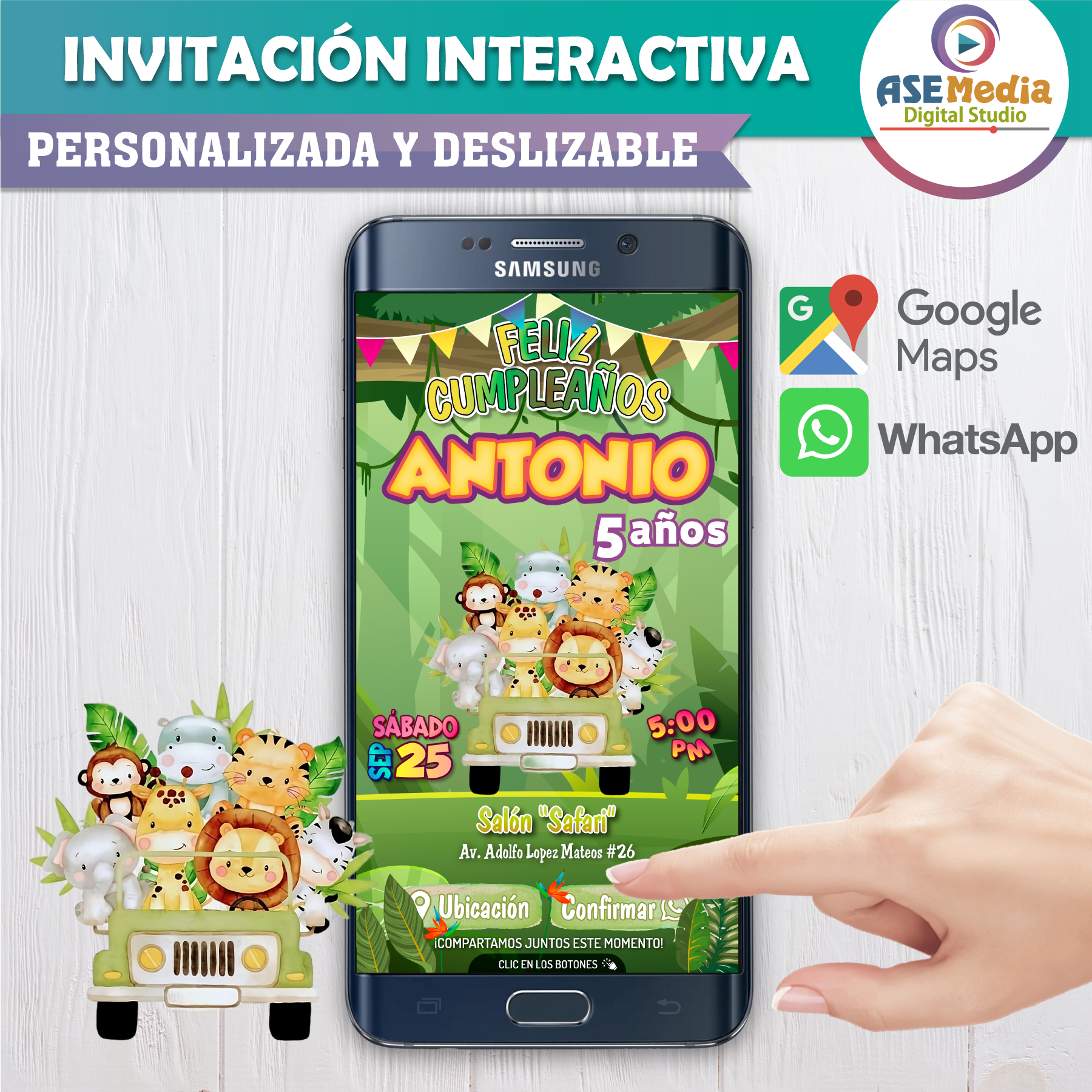Cumpleaños Safari – Invitación Interactiva de Cumpleaños para WhatsApp